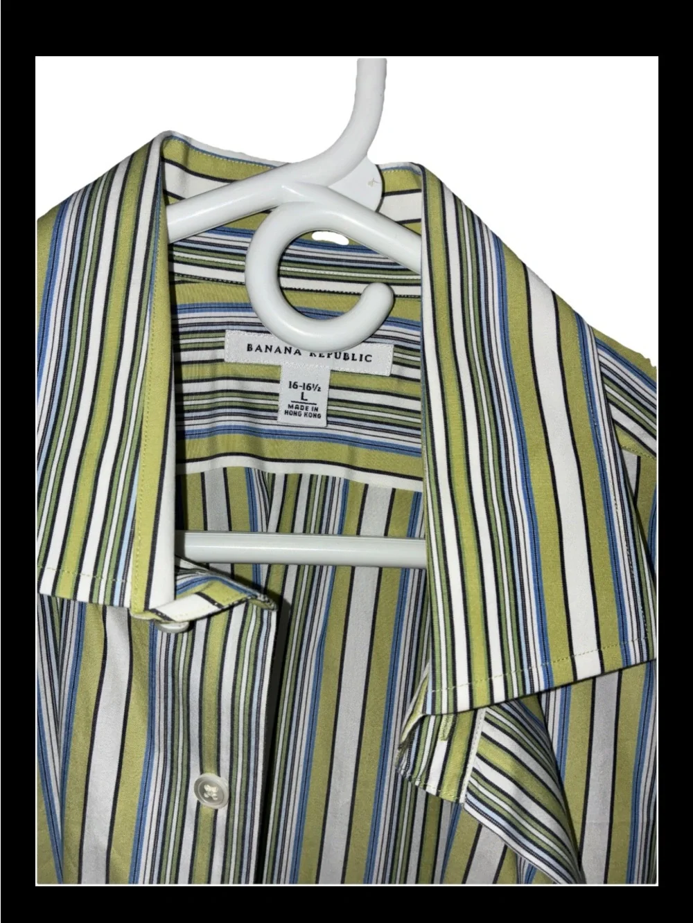 Vintage Banana Republic Men’s Striped Button Down Shirt L 16-16.5